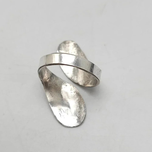 Vintage Navajo Sterling Silver Blue Turquoise Red Coral Inlay Wrap 9.5 Ring - Picture 4 of 6